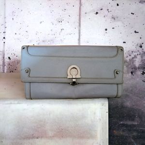 SALVATORE FERRAGAMO women's blue leather wallet